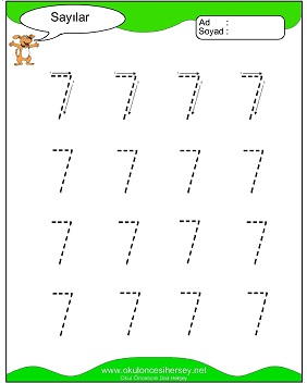 okul öncesi 1 sayısı çizgi çalışması